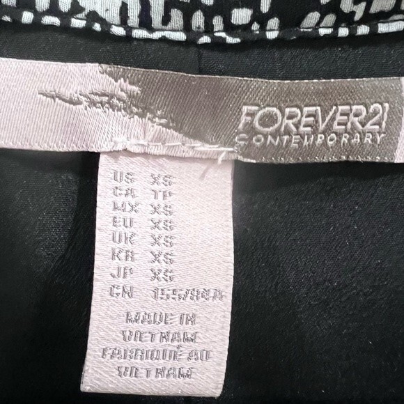 Black white and blue abstract print notched V-neck dress with pockets size XS - Picture 10 of 10